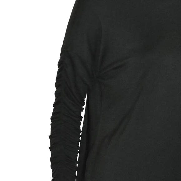 DREW Ruched Long Sleeve Top Black M - Picture 3 of 7